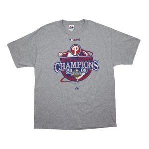 Philly Sox Vintage 2008 World Series Champion Gray Majestic T Shirt Top sz XL